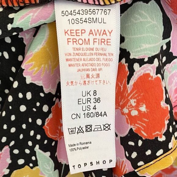 Topshop Pastel Floral Print Puff Sleeve Back Cutout Midi Dress NWT Size 4/Small - Picture 5 of 7